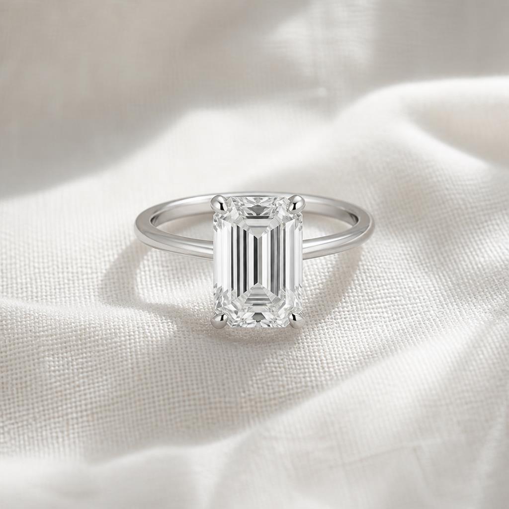 3ct Emerald Cut Solitaire in Platinum